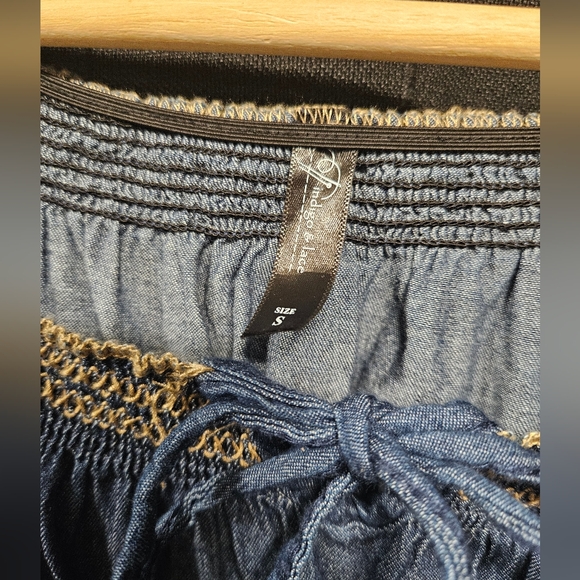 Indigo & Lace Boho Denim Smocked Maxi Dress - Tiered Western Prairie - Size S - Picture 5 of 6